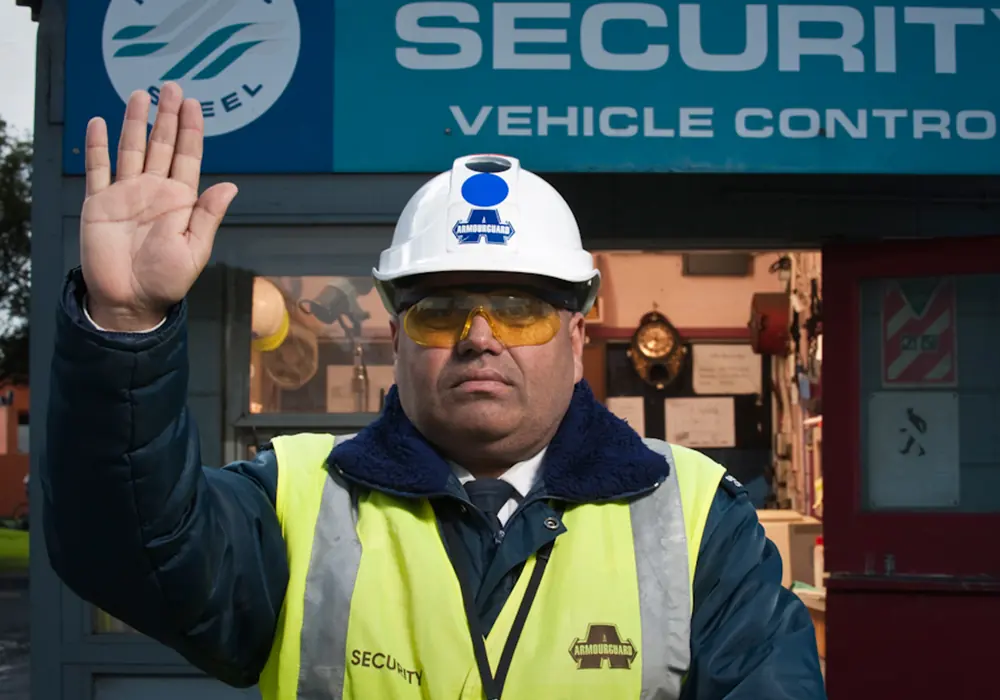 Armourguard officer in high-visibility gear