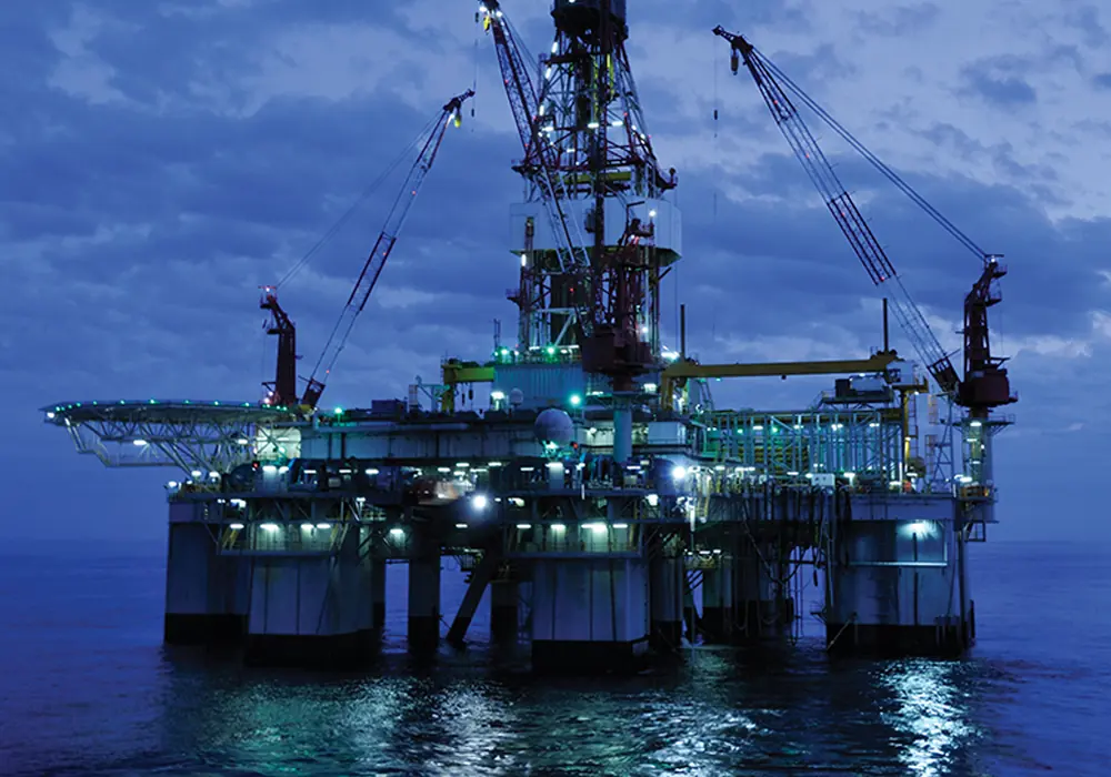 Offshore platform at dusk