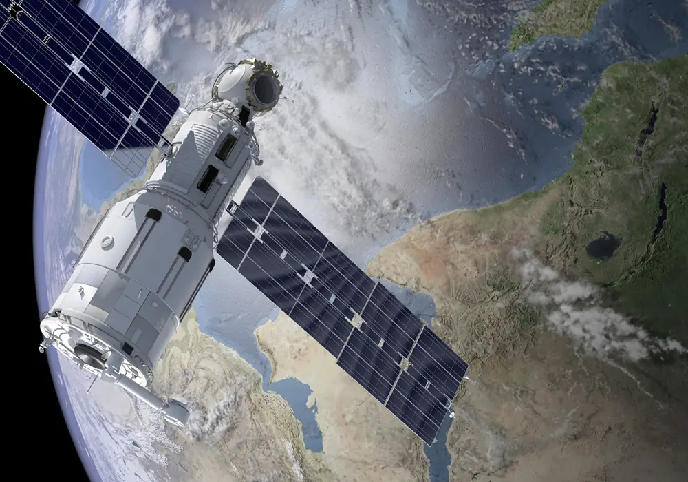 Satellite in orbit above the Earth